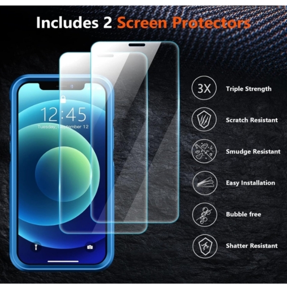 iPhone 12 Pro Black Spider Case with 2 pcs Tempered Glass - Picture 8 of 11